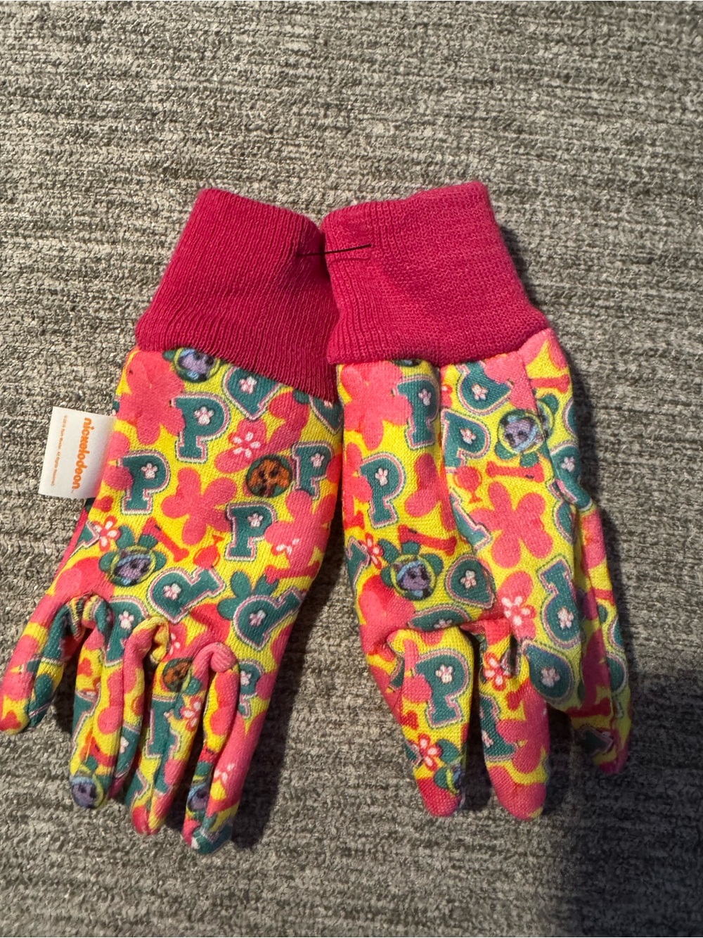 Nickelodeon Pink Yellow Floral Pattern Kids Mittens